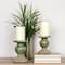 Hello Honey® Distressed Green 2-Tone Sculptural Terracotta Pillar Candle Holder